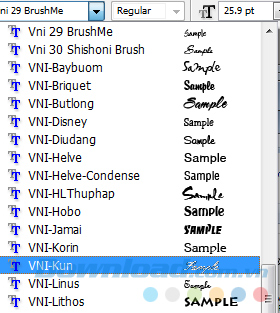 Các font chữ trong PhotoShop Các font chữ trong PhotoShop