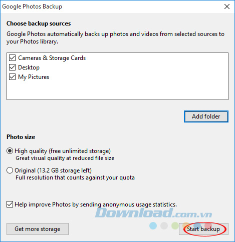 Start Backup Start Backup