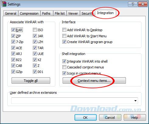 Contexr menu items Contexr menu items
