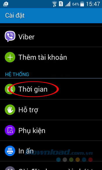 Cài đặt thời gian