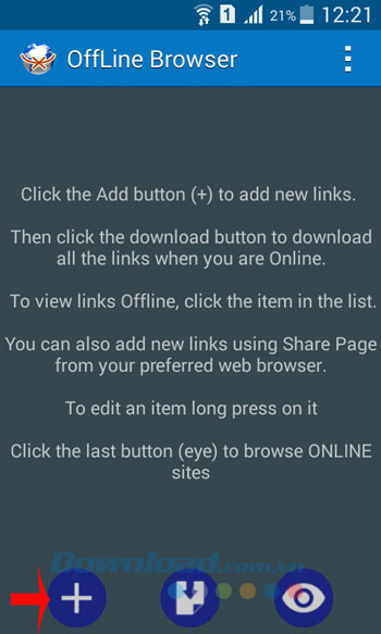 Giao diện chính Offline Browser