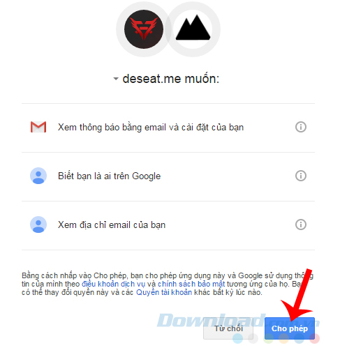 Cho phéo truy cập