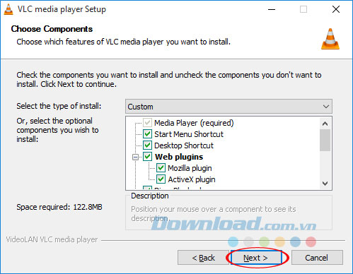 Tùy chọn cài đặt VLC 360
