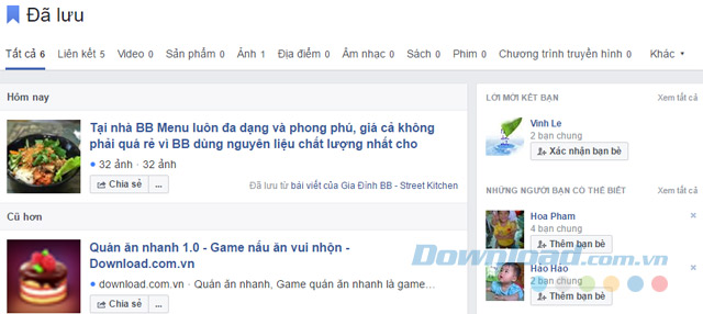 Danh sách đã lưu