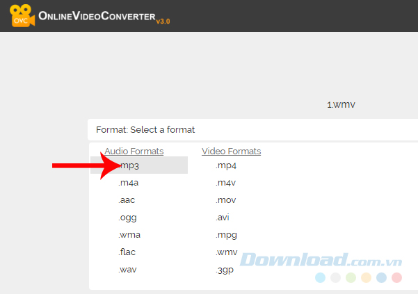 Chọn định dạng mới