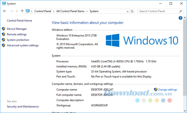 Xem thông tin hệ thống Xem thông tin hệ thống