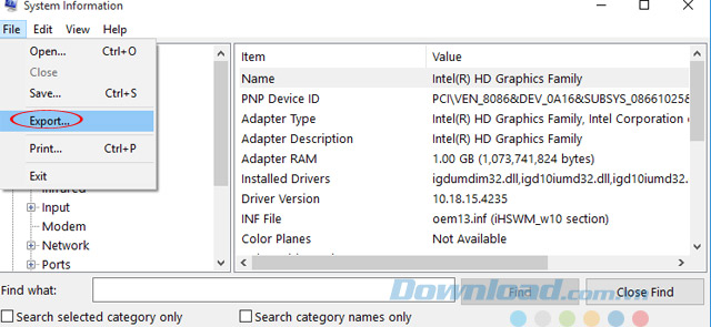 Xuất thông tin hệ thống Xuất thông tin hệ thống