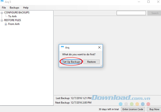 Set Up Backups Set Up Backups