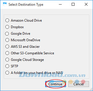 Lựa chọn hình thức sao lưu Lựa chọn hình thức sao lưu