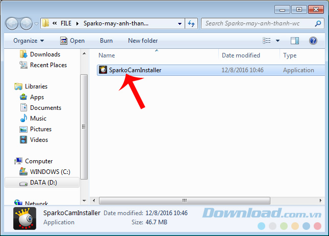 Mở file cài Mở file cài