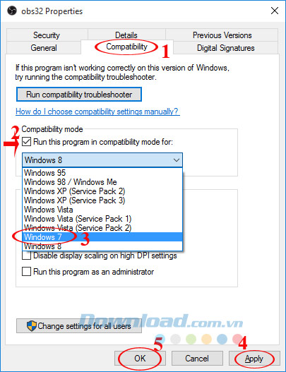 Cho phép chạy trên Windows 7