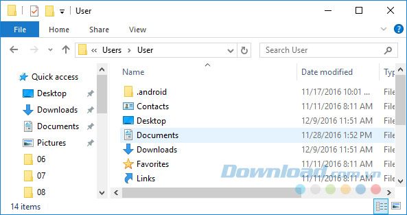 Duyệt tới thư mục User Duyệt tới thư mục User