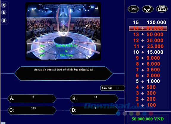 Giao diện game Ai là triệu phú