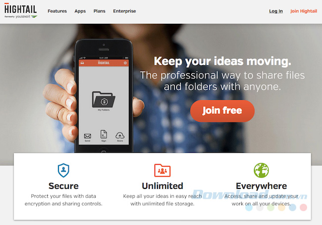 Chia sẻ dữ liệu bằng Hightail