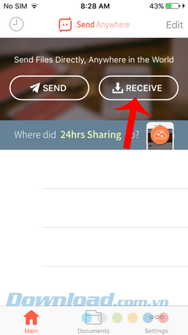 Nhận file trên điện thoại