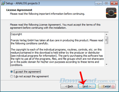 Tick vào I accept...