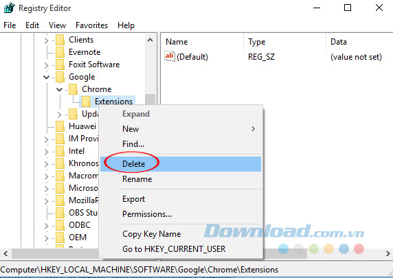 Cửa sổ Registry Editor Cửa sổ Registry Editor
