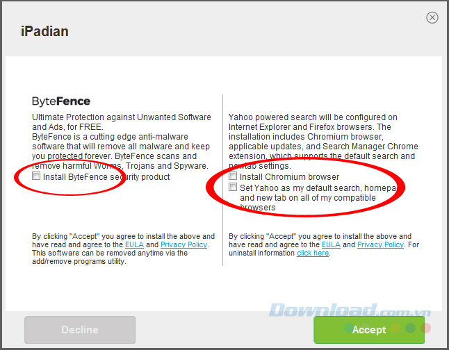 Bỏ cài đặt ngầm