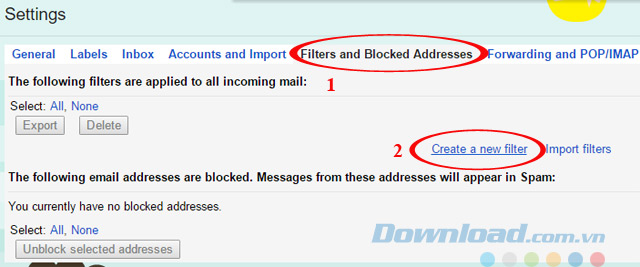Tạo bộ lọc thư Tạo bộ lọc thư