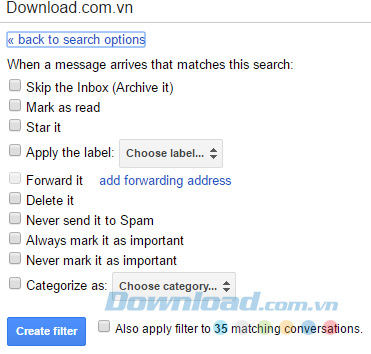 Thiết lập bộ lọc Thiết lập bộ lọc