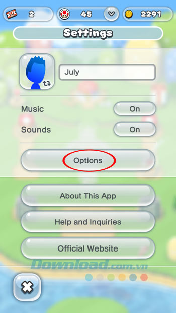Nhấn vào phần Options