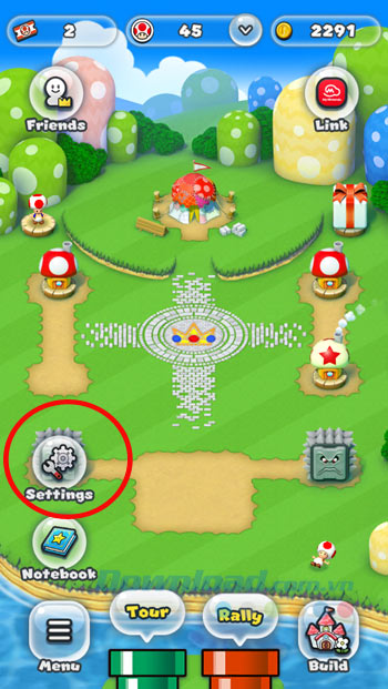 Nhấn vào phần Settings