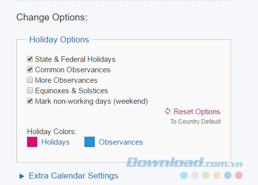 Tùy chọn ngày lễ