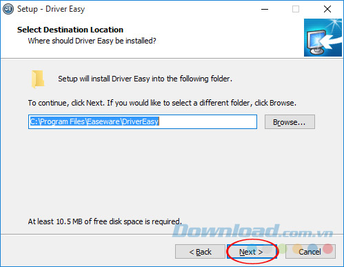 Chọn đường dẫn cài đặt DriverEasy Chọn đường dẫn cài đặt DriverEasy