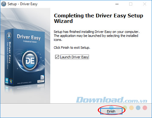 Kết thúc cài đặt DriverEasy Kết thúc cài đặt DriverEasy