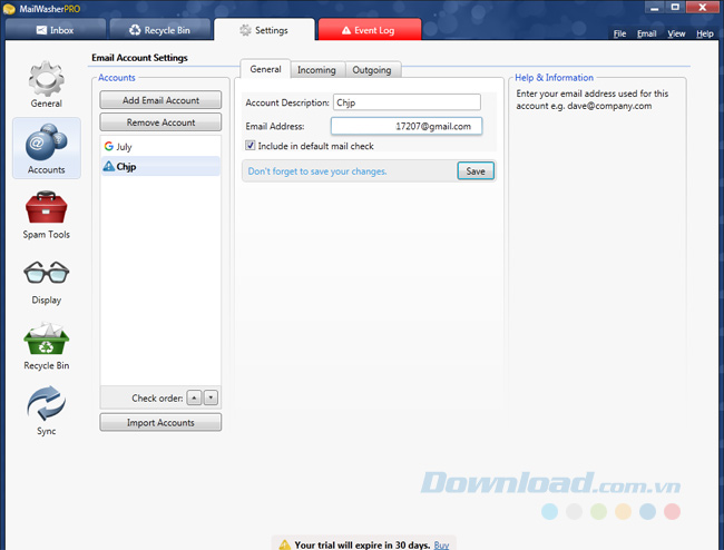 Sử dụng lọc mail