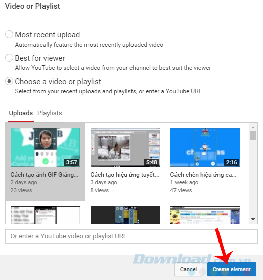 Tiếp tục chọn video