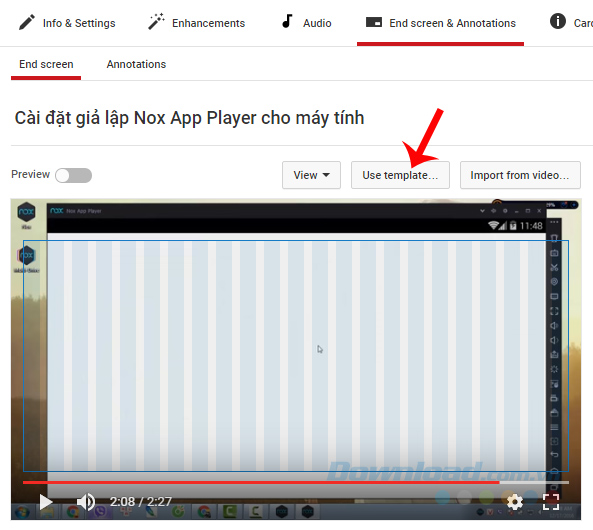 Chọn thẻ End Screen & Annotations