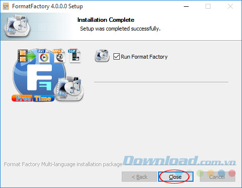 Kết thúc cài đặt FormatFactory