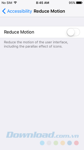 Kích hoạt chế độ Reduce Motion