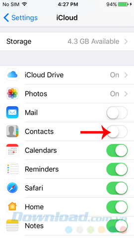 Tắt Contacts