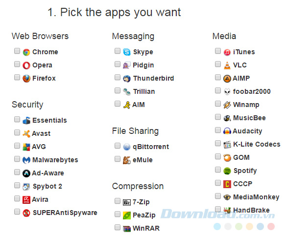 Danh sách phần mềm