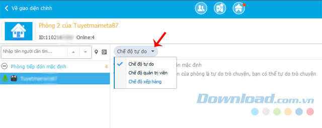 Chọn chế độ chat