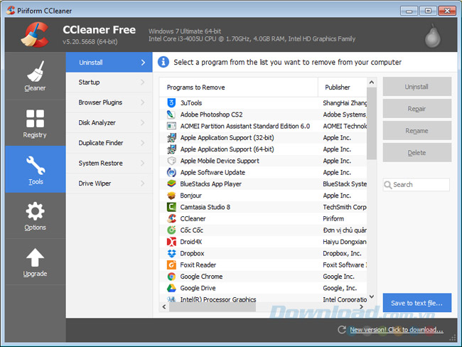 Quét bằng CCleaner Quét bằng CCleaner