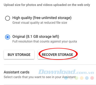 Chọn Recover Storage Chọn Recover Storage