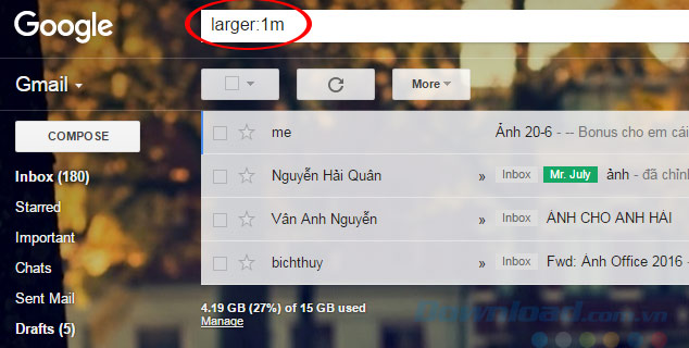 Mail lớn hơn 1MB Mail lớn hơn 1MB