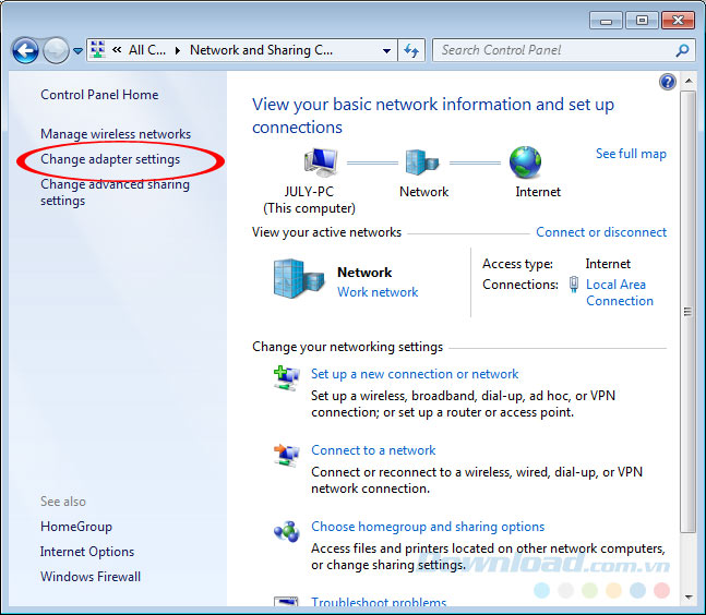 Change Adapter Settings Change Adapter Settings
