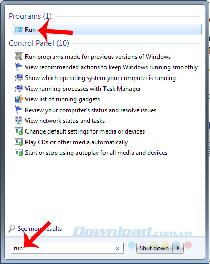 Mở hộp thoại Run Mở hộp thoại Run
