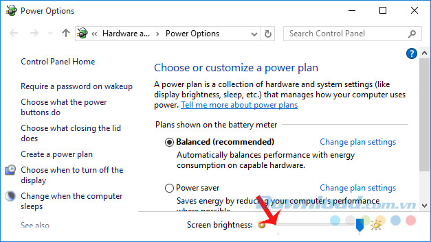Điều chỉnh độ sáng màn hình