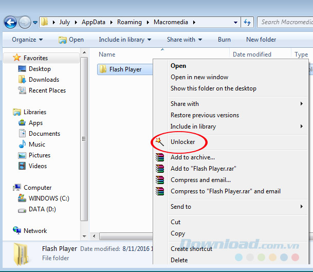 Sử dụng Unlocker Sử dụng Unlocker