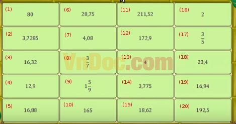 Đề thi Violympic môn Toán lớp 5 vòng 8 Đề thi Violympic môn Toán lớp 5 vòng 8