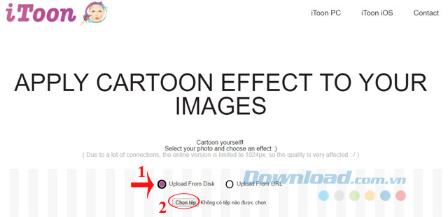 Chọn hình thức upload