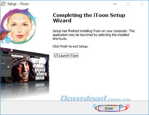 Kết thúc cài đặt iToon