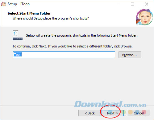 Lựa chọn đường dẫn cài đặt iToon