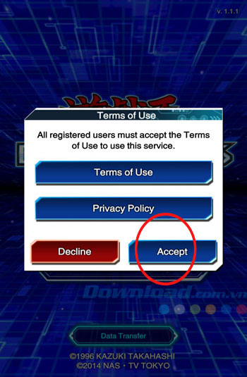Đồng ý truy cập Game Yu-Gi-Oh Duel Links