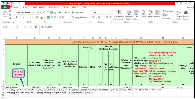 File mẫu đã lưu File mẫu đã lưu